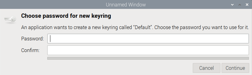 Choose password for new keyring popup