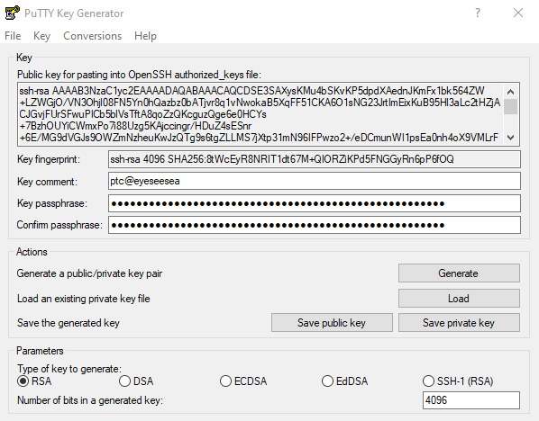 Generated SSH key with passphrase