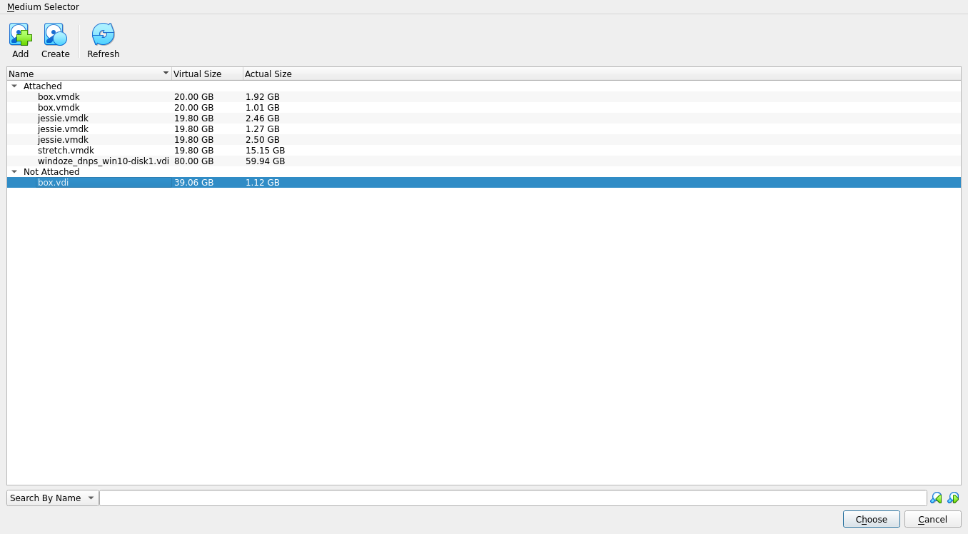 VM Storage: select VDI from Medium Selector